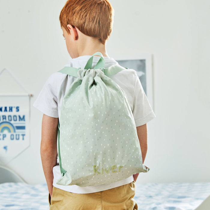 Personalised Sage Spot Drawstring Bag