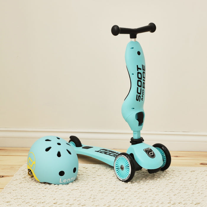 Personalised Scoot and Ride Blue Highway Kick 1 Scooter & Helmet Gift Set