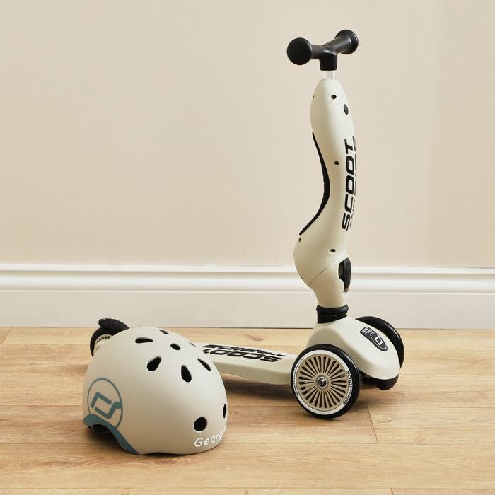 Personalised Scoot and Ride Grey Highway Kick 1 Scooter & Helmet Gift Set