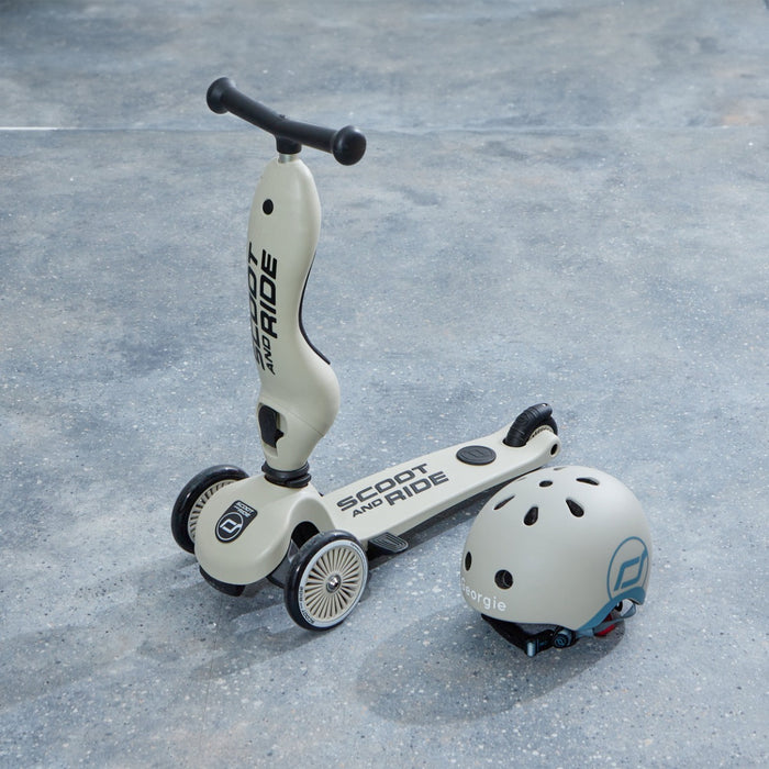 Personalised Scoot and Ride Highway Kick 1 Push & Go Scooter & Helmet Gift Set in Ash