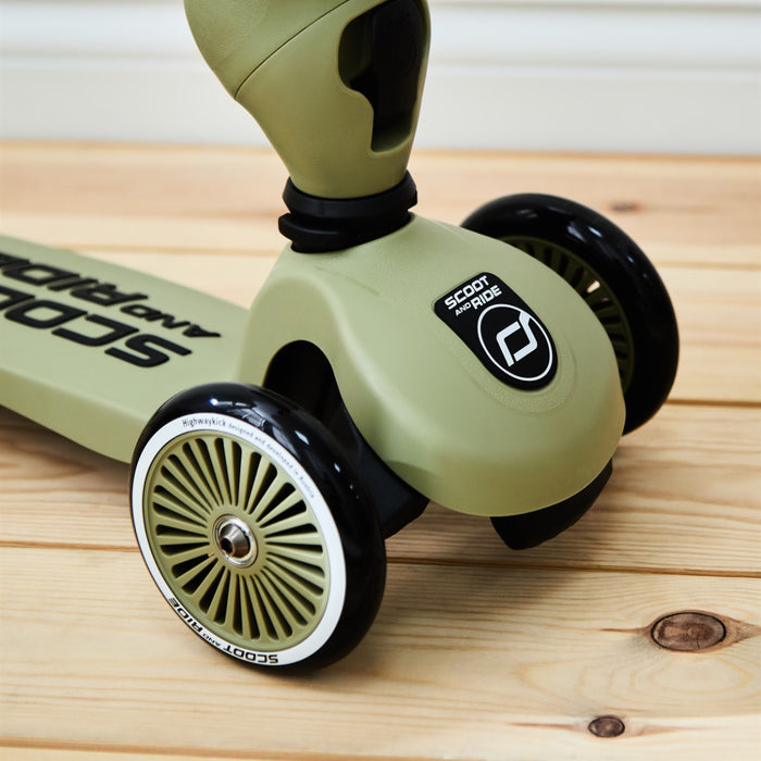 Personalised Scoot and Ride Olive Highway Kick 1 Scooter & Helmet Gift Set