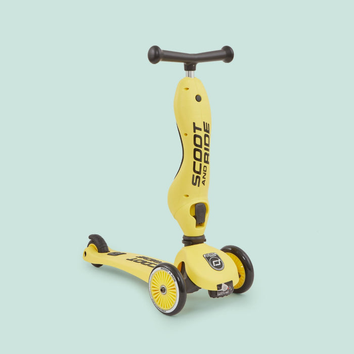 Personalised Scoot and Ride Yellow Highway Kick 1 Scooter & Helmet Gift Set