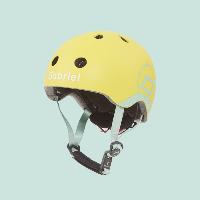 Personalised Scoot and Ride Yellow Highway Kick 1 Scooter & Helmet Gift Set