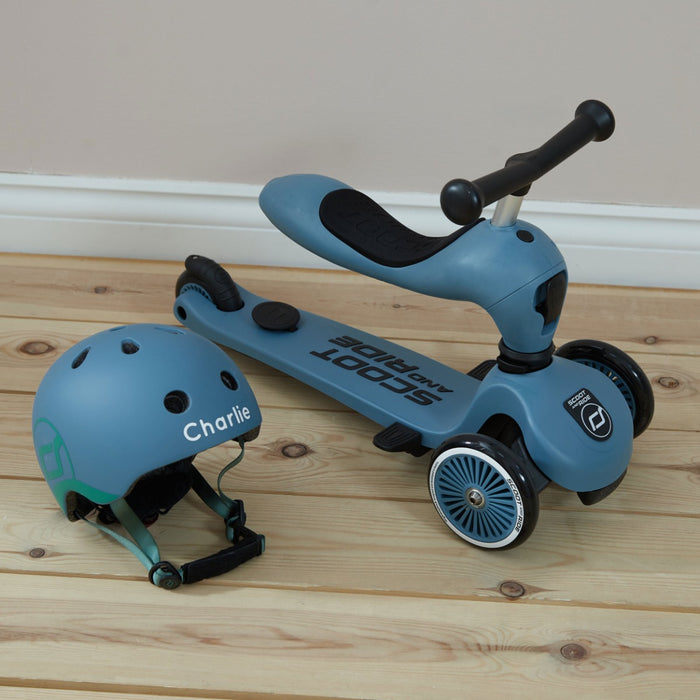 Personalised Scoot & Ride Push & Go Steel Scooter & Helmet Gift Set