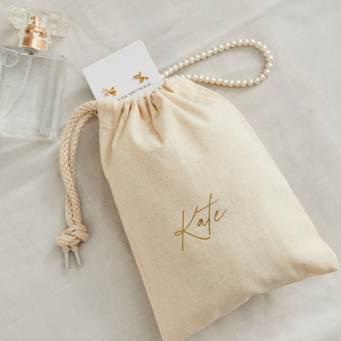 Personalised Script Font Drawstring Gift Bag