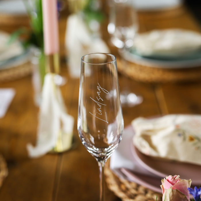 Personalised Script Name Crystal Champagne Flute