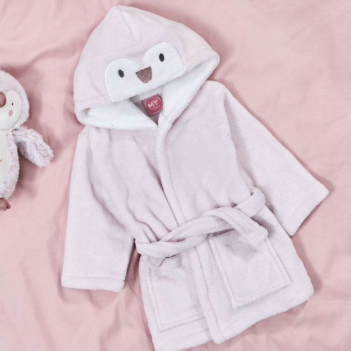 Personalised Sibling Pink Penguin Robes Gift Set