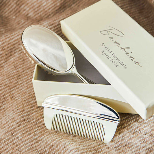 Personalised Silver-Plated Christening Brush & Comb Set