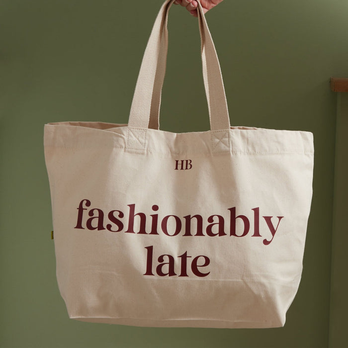 Personalised Slogan Cotton Canvas Tote Bag in Burgundy