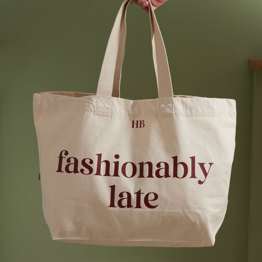Personalised Slogan Cotton Canvas Tote Bag in Burgundy