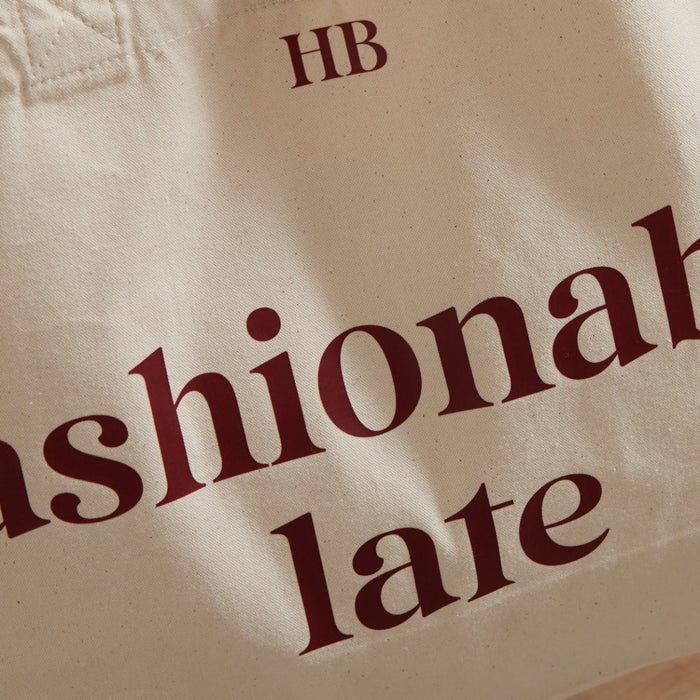 Personalised Slogan Cotton Canvas Tote Bag in Burgundy