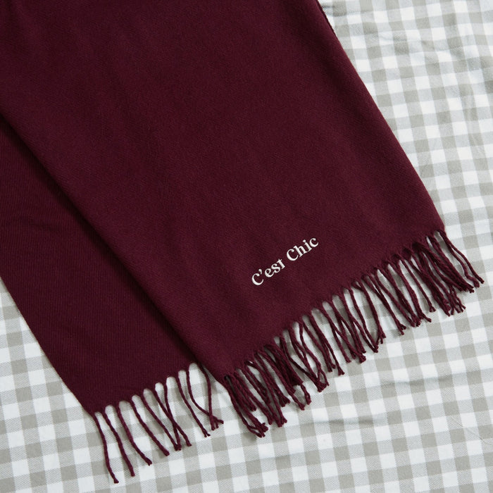 Personalised Slogan Long Burgundy Tassled Scarf