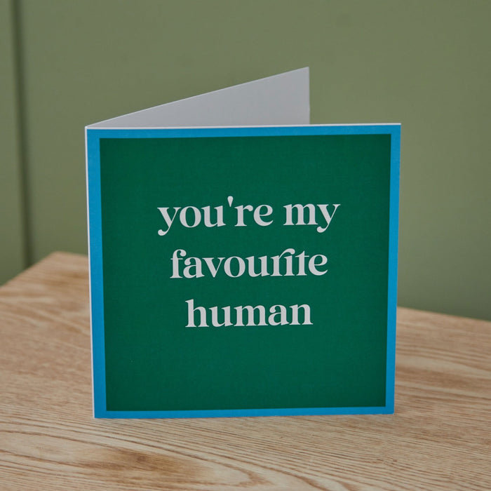 Personalised Slogan Square Card in Green/Blue