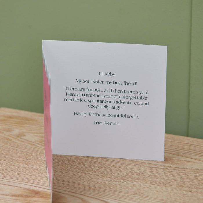 Personalised Slogan Square Card in Pink/Green