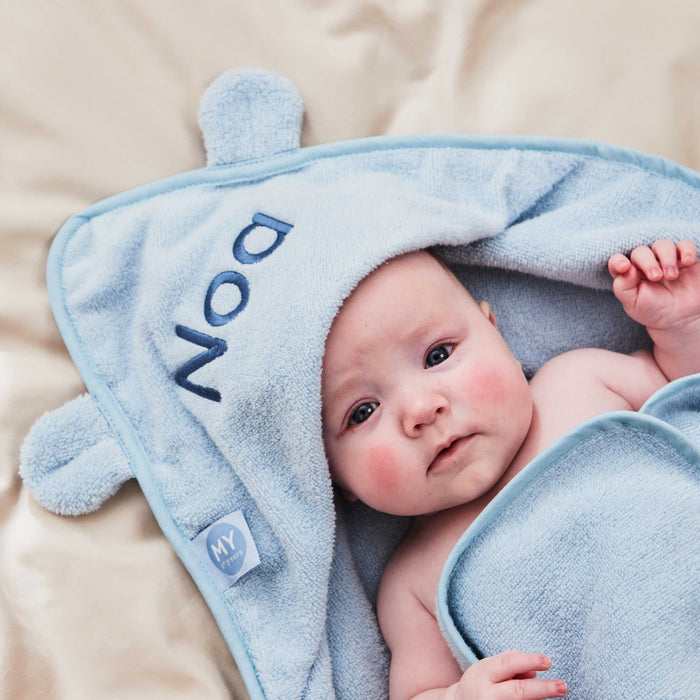 Personalised Small Blue Hooded Towel