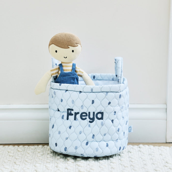Personalised Small Blue Polka Dot Storage Bag