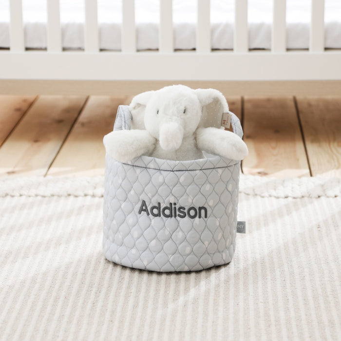 Personalised Small Grey Polka Dot Storage Bag
