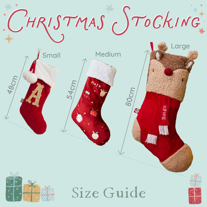 Personalised Small Oatmeal Velvet Initial Gift Stocking