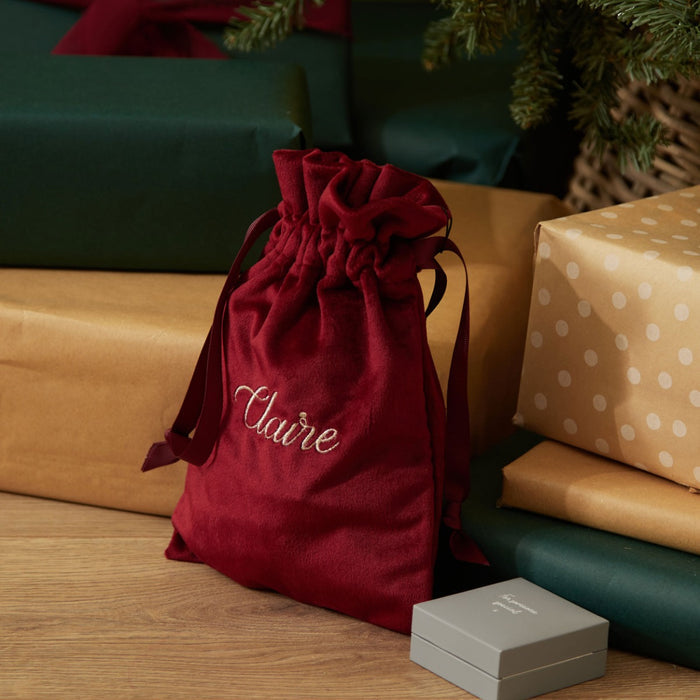 Personalised Small Script Velvet Gift Bag