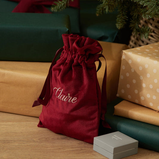 Personalised Small Script Velvet Gift Bag