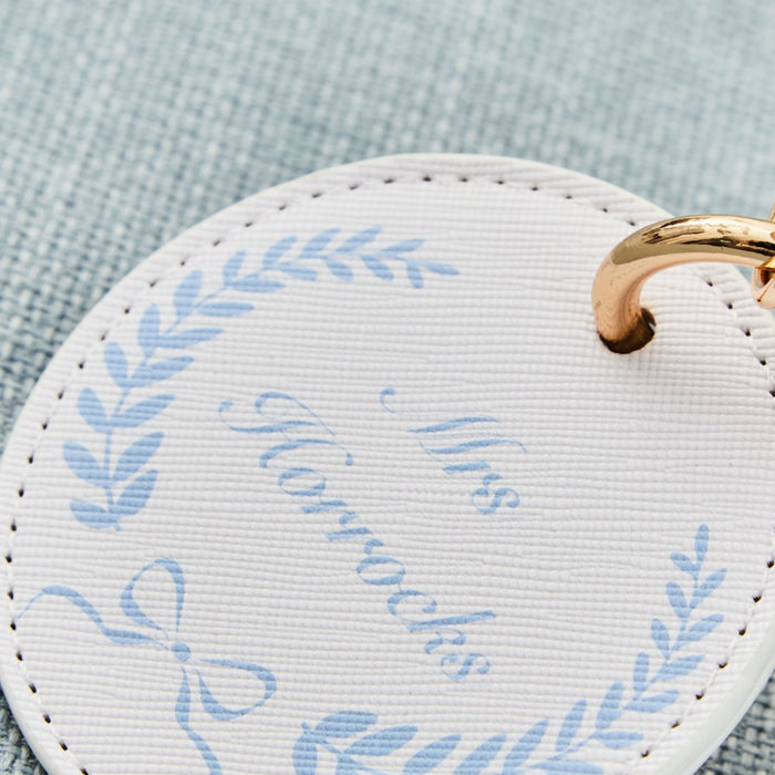 Personalised Something Blue White Round Keyring