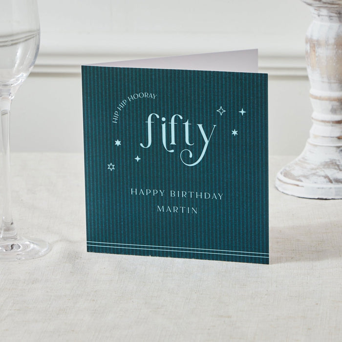 Personalised Sparkle 50th Birthday Card