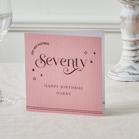 Personalised Sparkle 70th Birthday Card