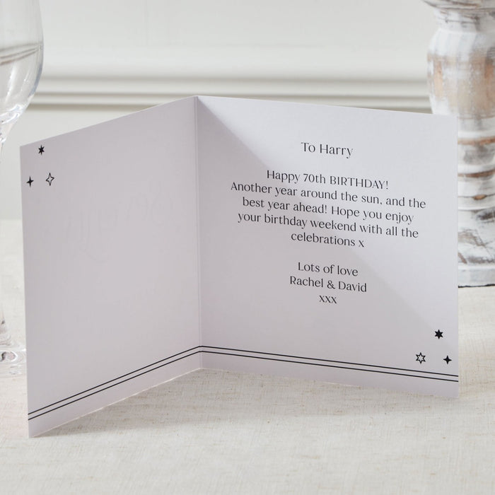 Personalised Sparkle 70th Birthday Card