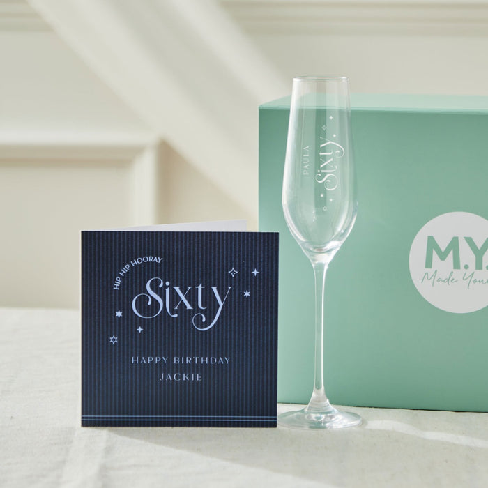 Personalised Sparkle Birthday Flute & Card Gift Set