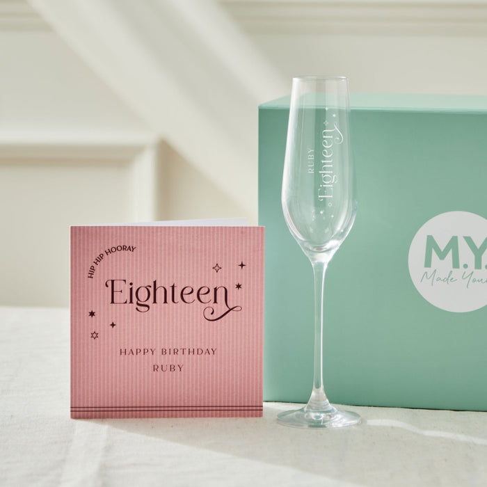 Personalised Sparkle Birthday Flute & Card Gift Set