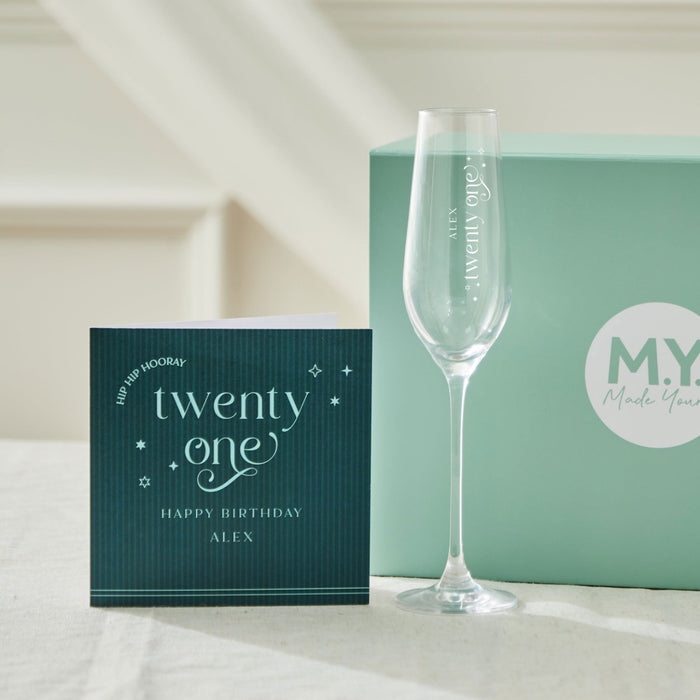 Personalised Sparkle Birthday Flute & Card Gift Set