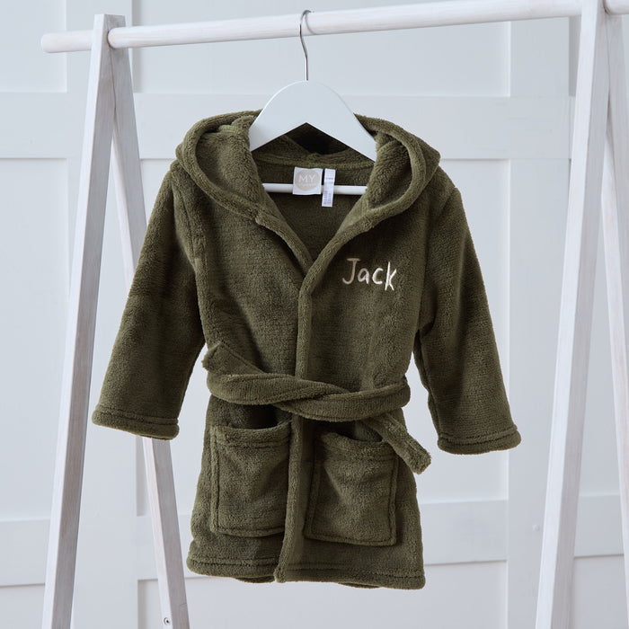 Personalised Spruce Green Fleece Robe