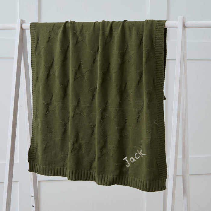 Personalised Spruce Green Jacquard Blanket