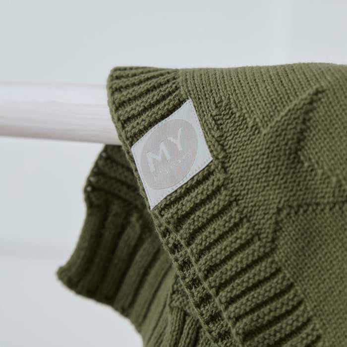 Personalised Spruce Green Jacquard Blanket