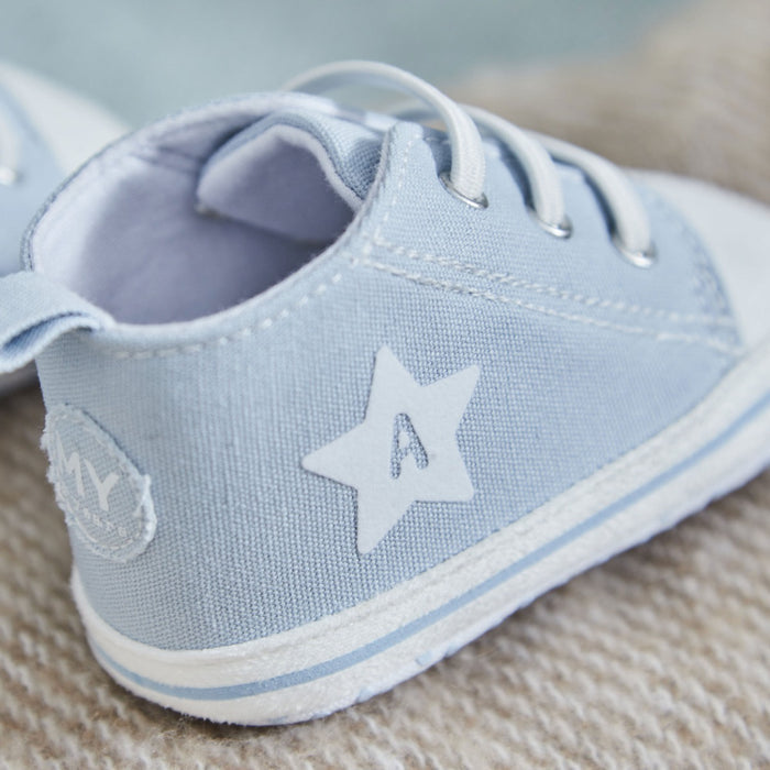 Personalised Star Blue Baby High Top Trainers