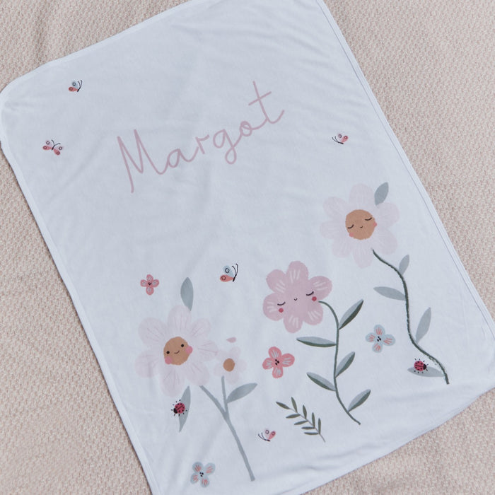 Personalised Sweet Pink Flower Jersey Blanket