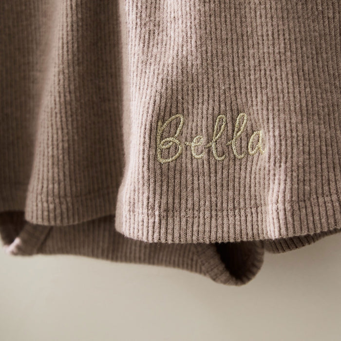 Personalised Taupe Ruffle Dress by Lil Atelier