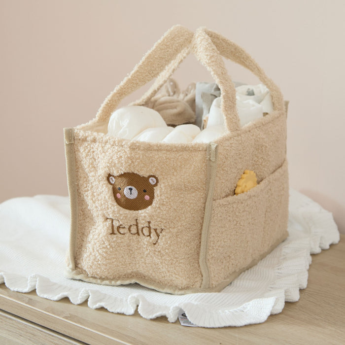 Personalised Teddy Bear Face Borg Nappy Caddy