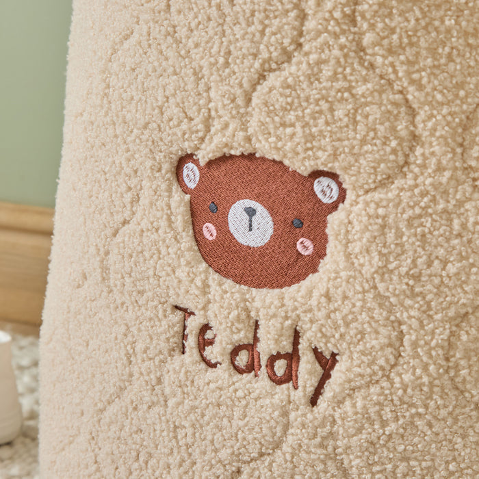 Personalised Teddy Face Caramel Borg Storage Bag