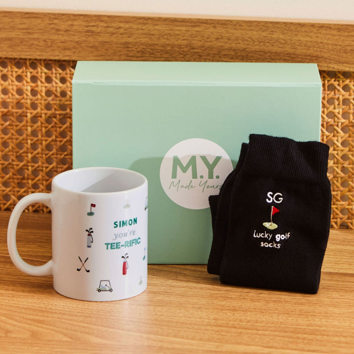Personalised Tee-Rific Golf Mug & Sock Gift Set by Made Yours