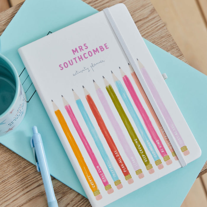 Personalised Thank You Teacher Pencil Stripe Notebook