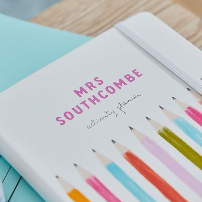 Personalised Thank You Teacher Pencil Stripe Notebook