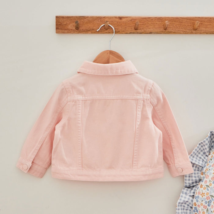 Personalised Three Daisies Pink Denim Jacket