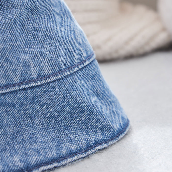 Personalised Three Daisy Denim Bucket Hat