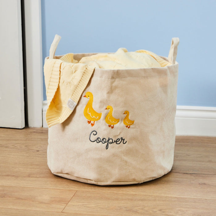 Personalised Three Ducks Ecru Storage Bag