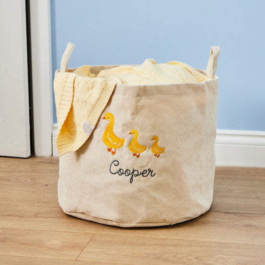 Personalised Three Ducks Ecru Storage Bag