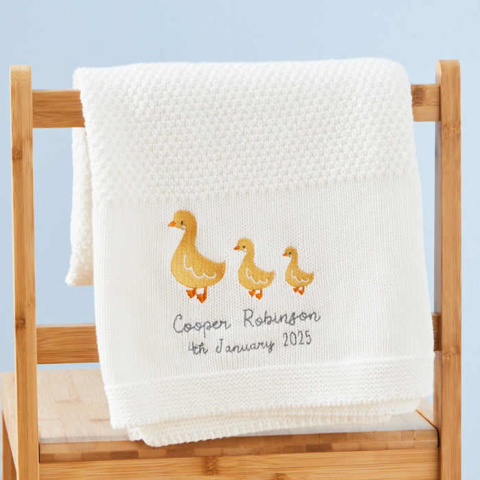 Personalised Three Ducks Ivory Shawl