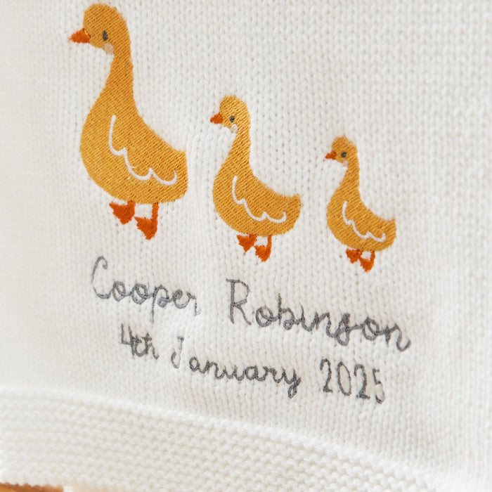 Personalised Three Ducks Ivory Shawl