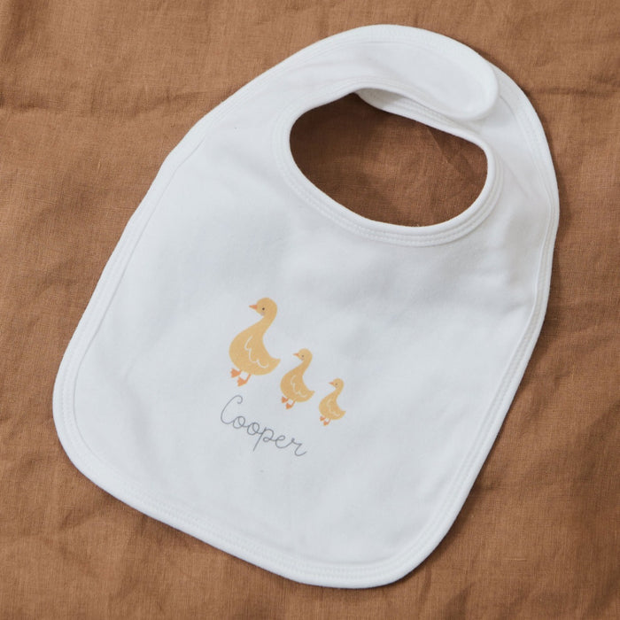 Personalised Three Ducks White Bib
