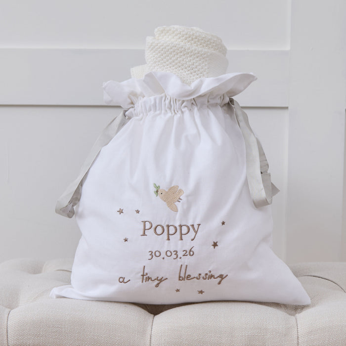 Personalised Tiny Blessing Blanket and Dust Bag Gift Set